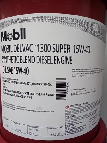 MOBIL MOTOR OIL Delvac 1300 Super 15W-40 - Premium Synthetic Blend Oil