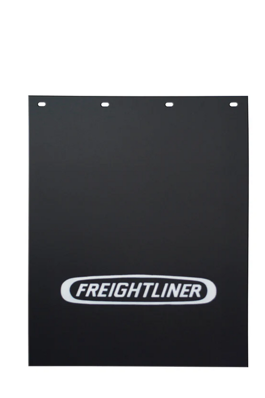 M24T94X-0001 MUDFLAP, POLY, BLACK WITH FRIEGHTLINER LOGO
