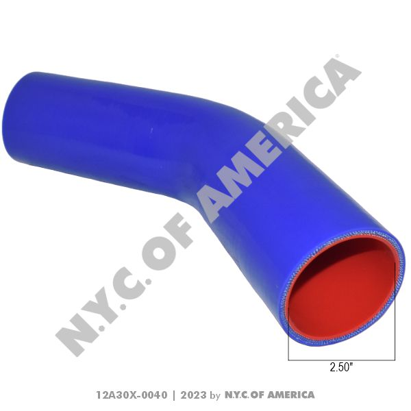 12A30X-0040 - Hose, Connector Silicone 45 Temp, ID: 2.5, L: 6in x 6in (5D)