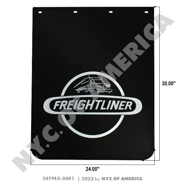 24T94X-0001 MUD FLAP, POLY, BLACK WITH FRIEGHTLINER LOGO