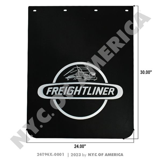 24T94X-0001 MUD FLAP, POLY, BLACK WITH FRIEGHTLINER LOGO