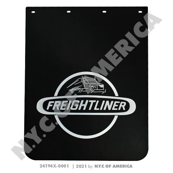 24T94X-0001 MUD FLAP, POLY, BLACK WITH FRIEGHTLINER LOGO