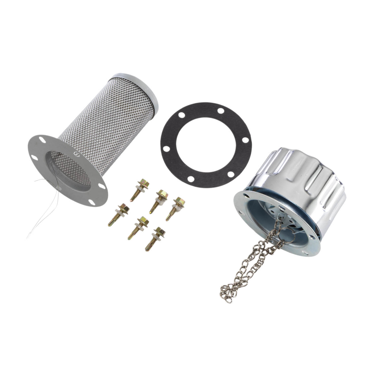 WA015 - Filler Cap w/Strainer Basket, Hardware, Gasket & Tether Chain (12B)