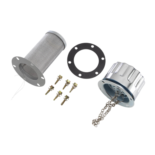 WA015 - Filler Cap w/Strainer Basket, Hardware, Gasket & Tether Chain (12B)