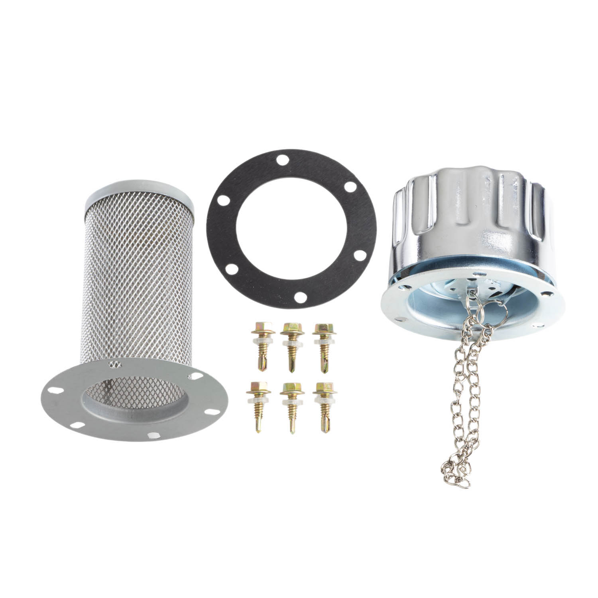 WA015 - Filler Cap w/Strainer Basket, Hardware, Gasket & Tether Chain (12B)