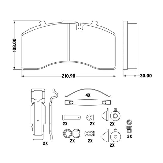 SAP-BPD1369 SAP Air Disc Brake Pad Set for Caliper Bendix® ADB22X ADB22X-LT - Knorr SK7 / FMSI D1369