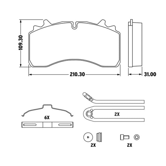 SAP-BPD1777-2 SAP Air Disc Brake Pad Set for Caliper Wabco® PAN22-1 / FMSI D1777
