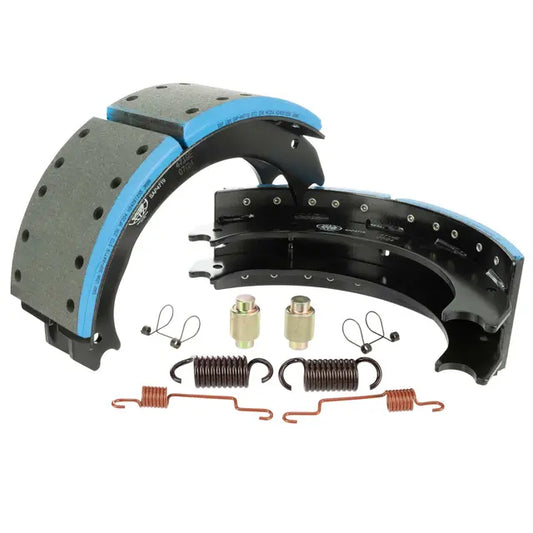 SAP-LN4719EK SAP Lined Brake Shoe Kit 4719E (Non-Asbestos Organic) Standard Drilled 23K lbs. / Steer & Trailer Axles - Bendix/Eaton ES 16.5”x 5”- Coreless