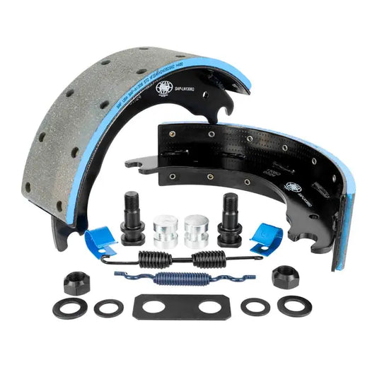 SAP-LN1308Q SAP Lined Brake Shoe Kit 1308Q (Non-Asbestos Organic) Standard Drilled 23K lbs. / Steer Axles Only - Rockwell/Meritor 15”x 4” - Coreless