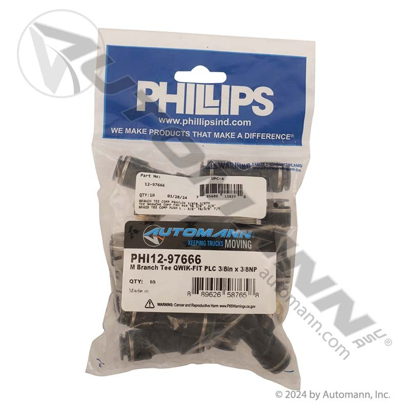 PHI12-97666 - M Branch Tee QWIK-FIT PLC 3/8in x 3/8NPT (T5)