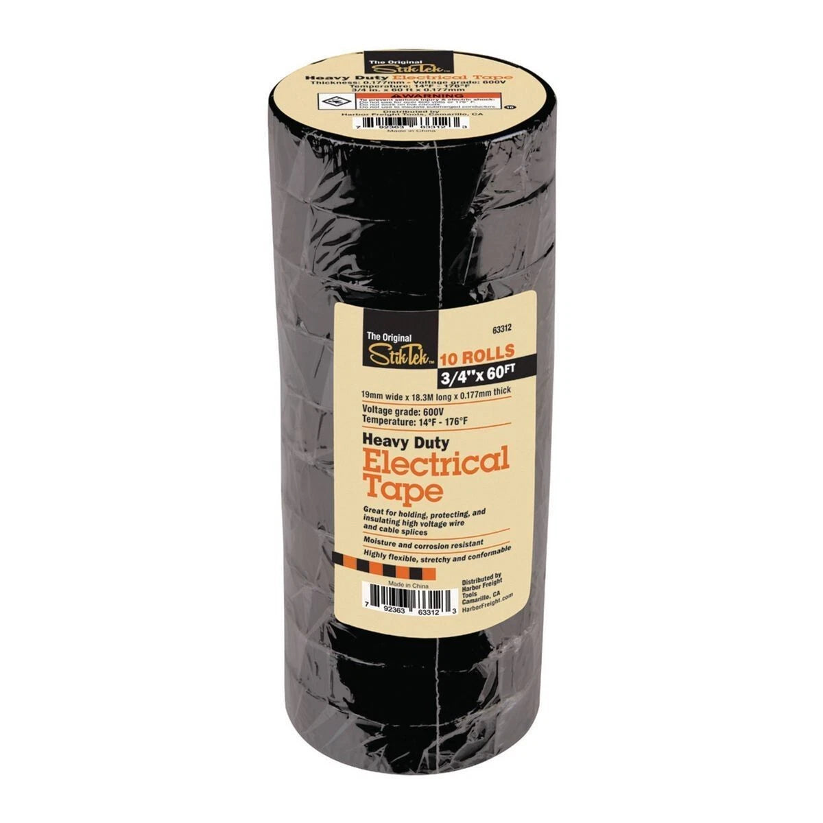 STIKTEK 60 ft. x 3/4 in. Industrial Grade Electrical Tape (3C)