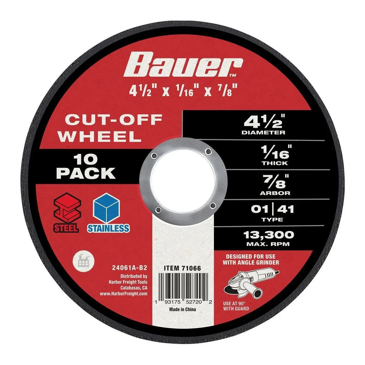 BAUER CUT-OFF WHEEL 4 1/2 (DISCO DE CORTE) (1B)