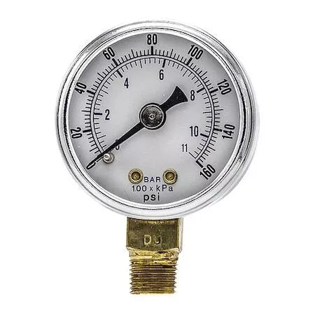 Gauges 101D-158F Industrial Pressure Gauge, 0 To 160 Psi, 1 1/2 In Dial (8D)