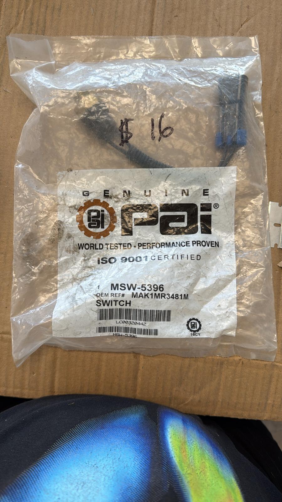 PAI MSW-5396 MACK 1MR3481M REVERSE SWITCH